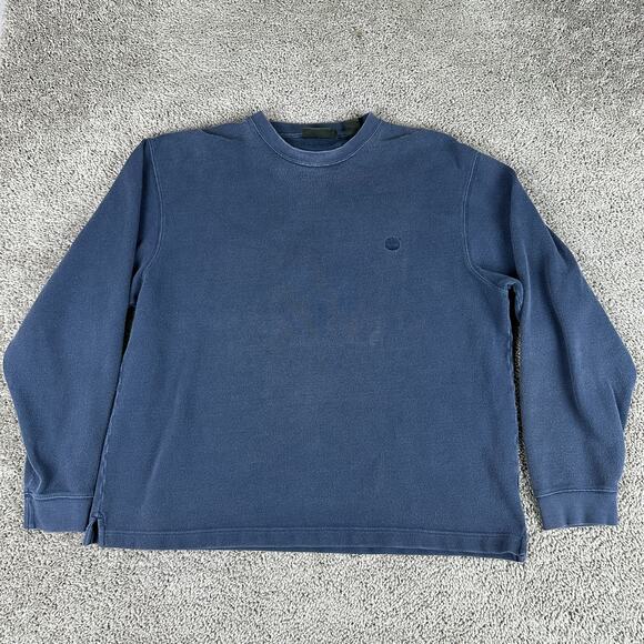 Timberland Sweatshirt Mens XXL 2XL Blue Textured Embroidered Logo Crewneck - Picture 1 of 11
